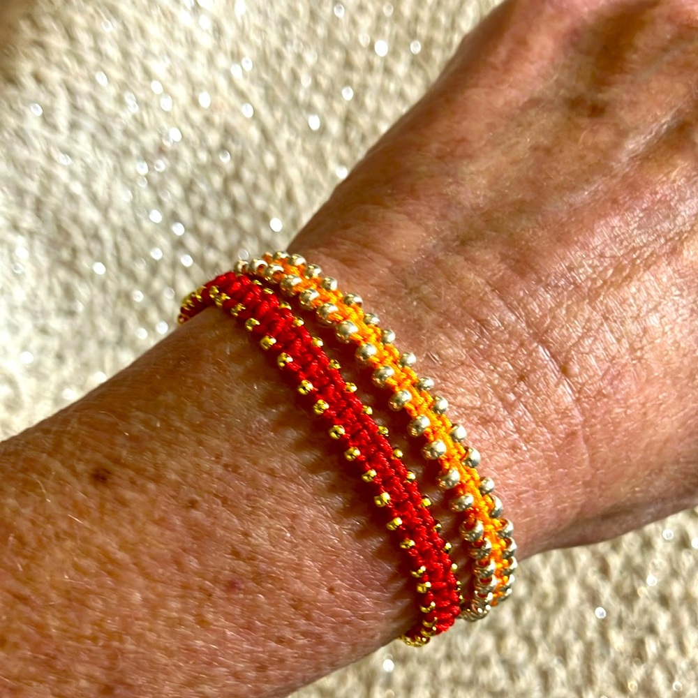 New Super Cute Boho Beaded Surf Festival Bracelet Red Gold